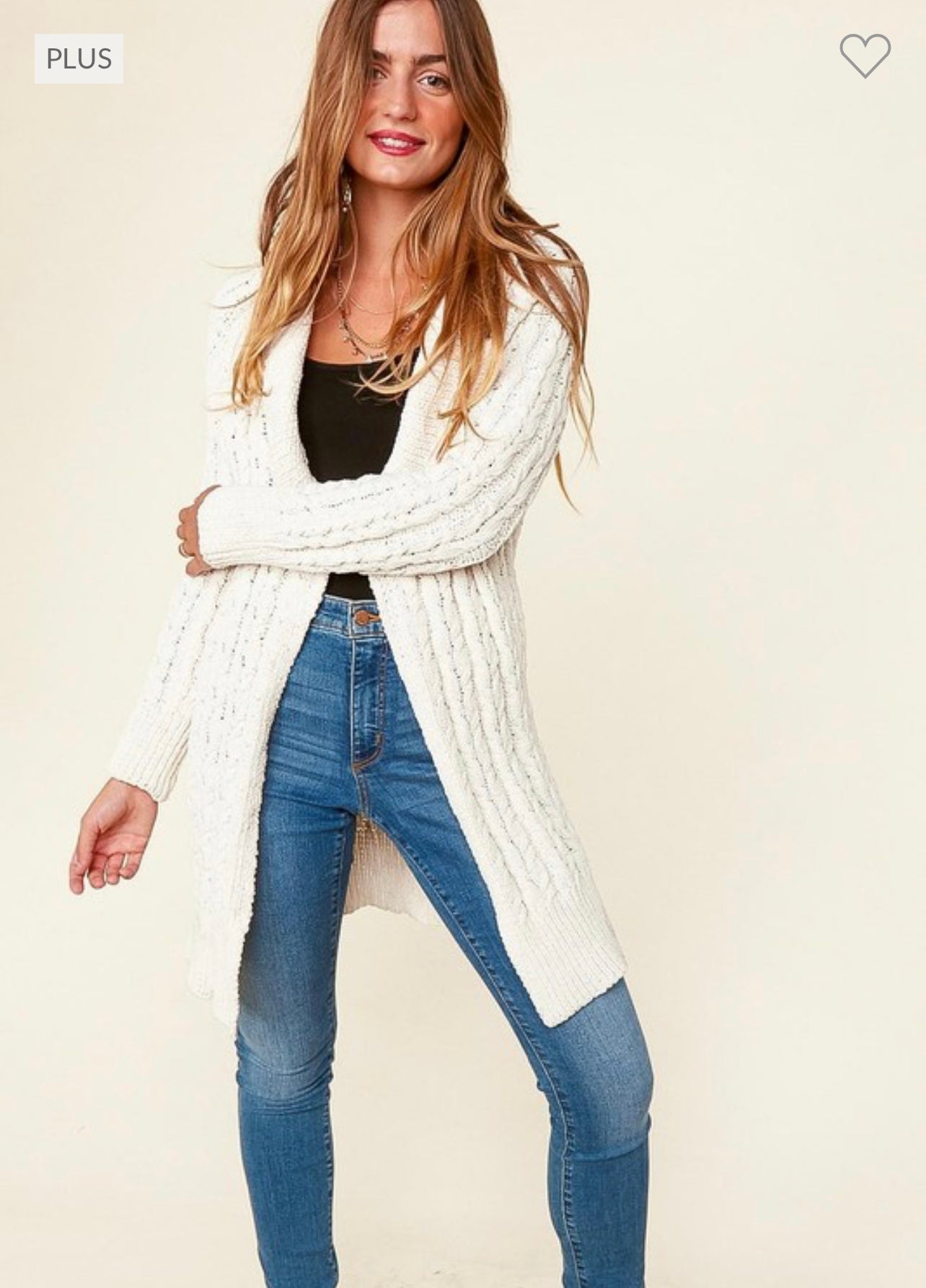 Curvy CABLE PATTERN SHAWL COLLAR SWEATER CARDIGAN