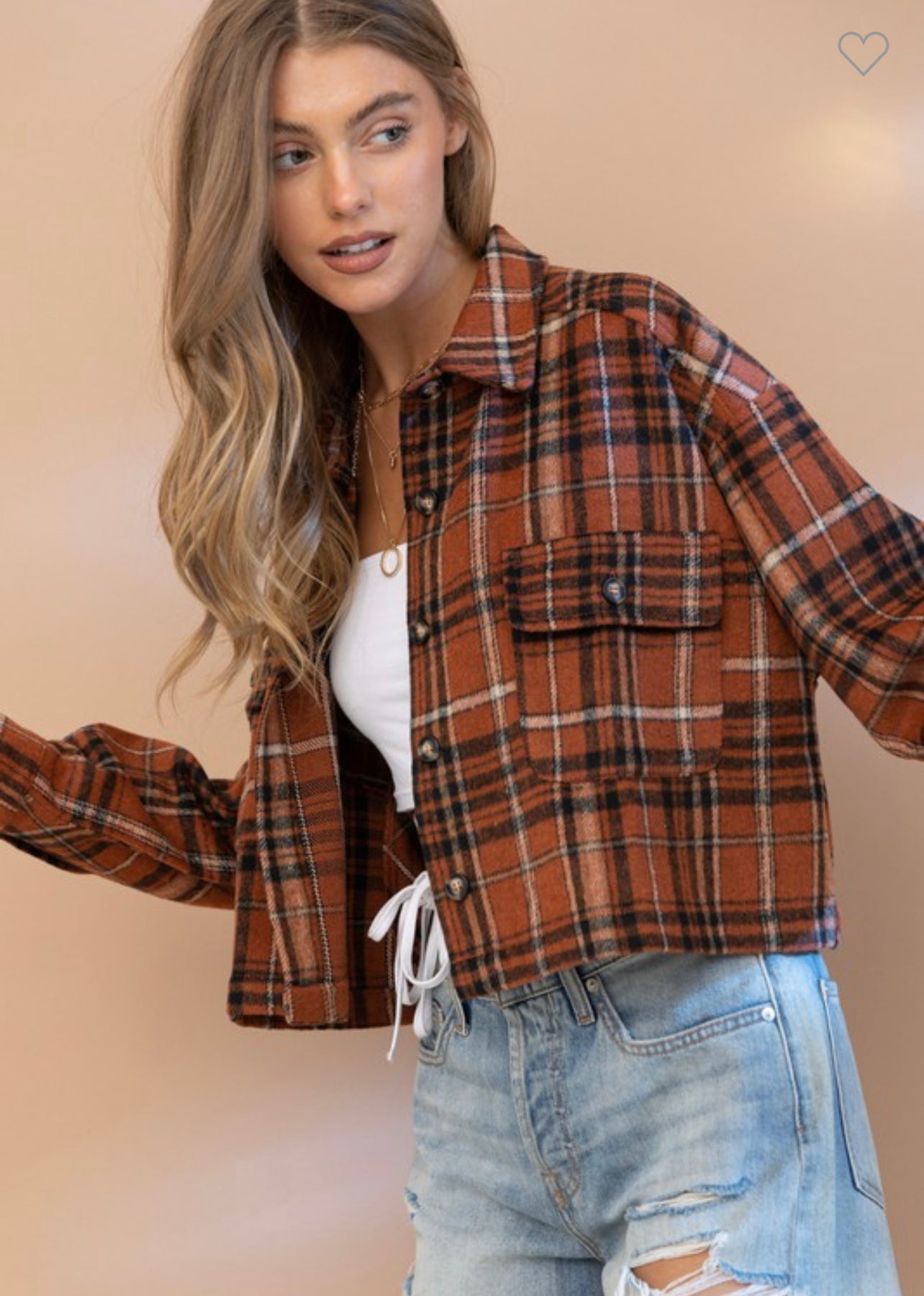 Plaid Crop Shirt Jacket