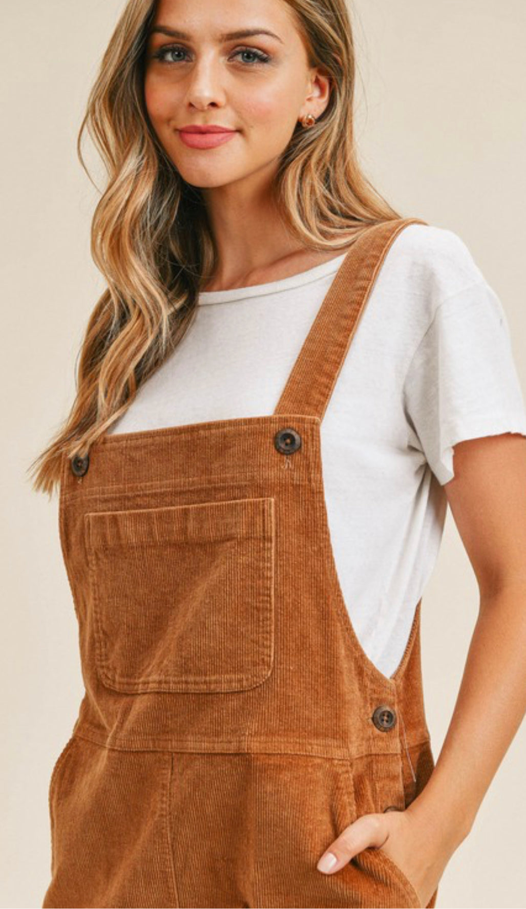 Pocket Corduroy Suspender Dress