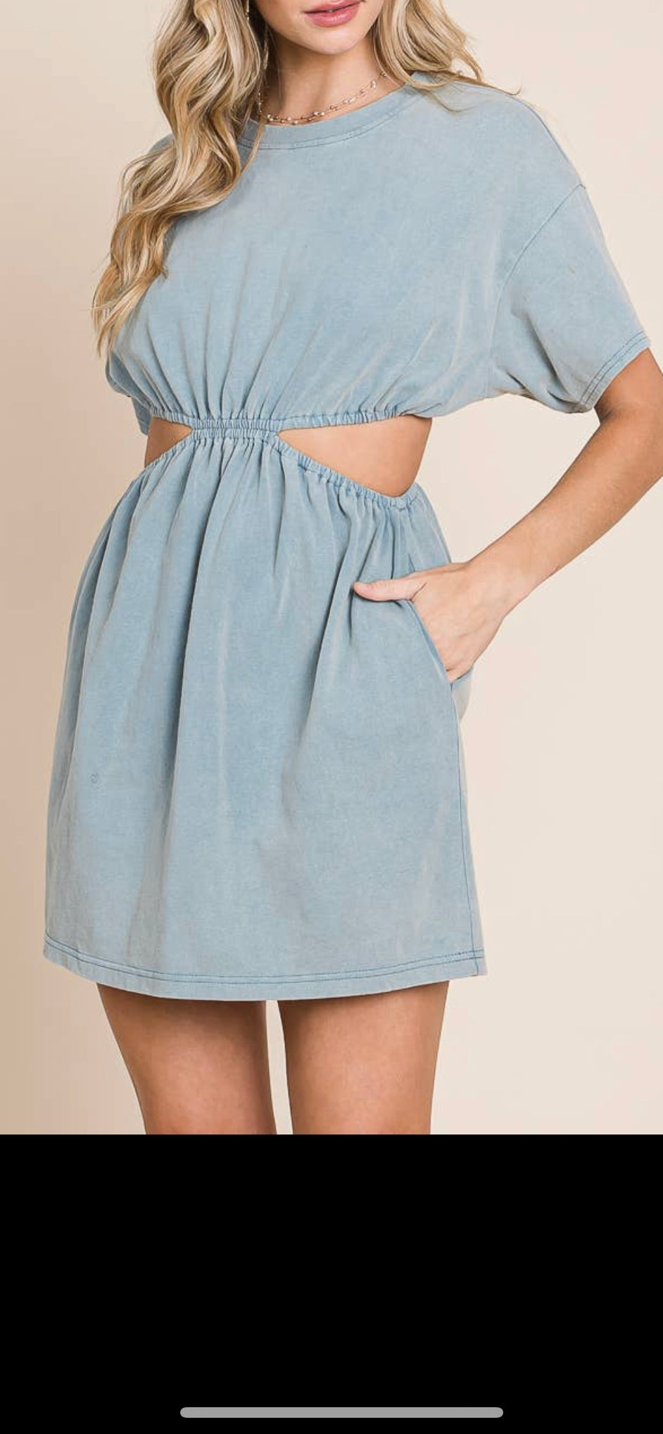 Washed T-shirt Dress With Cutouts