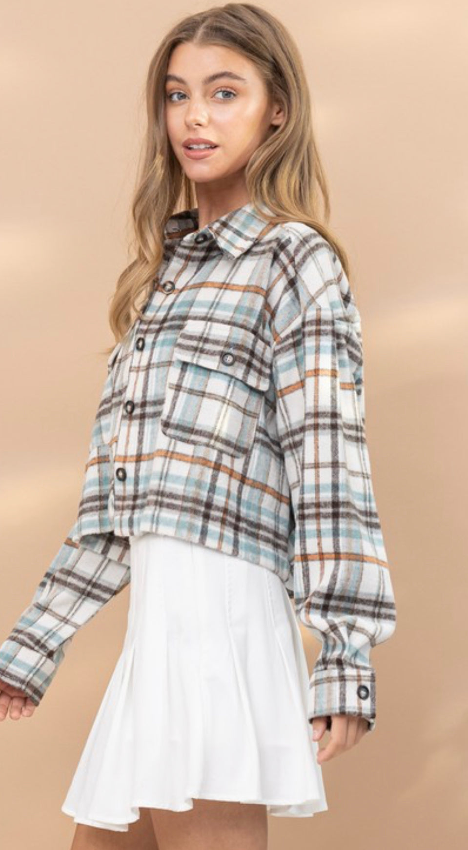 Plaid Crop Shirt Jacket