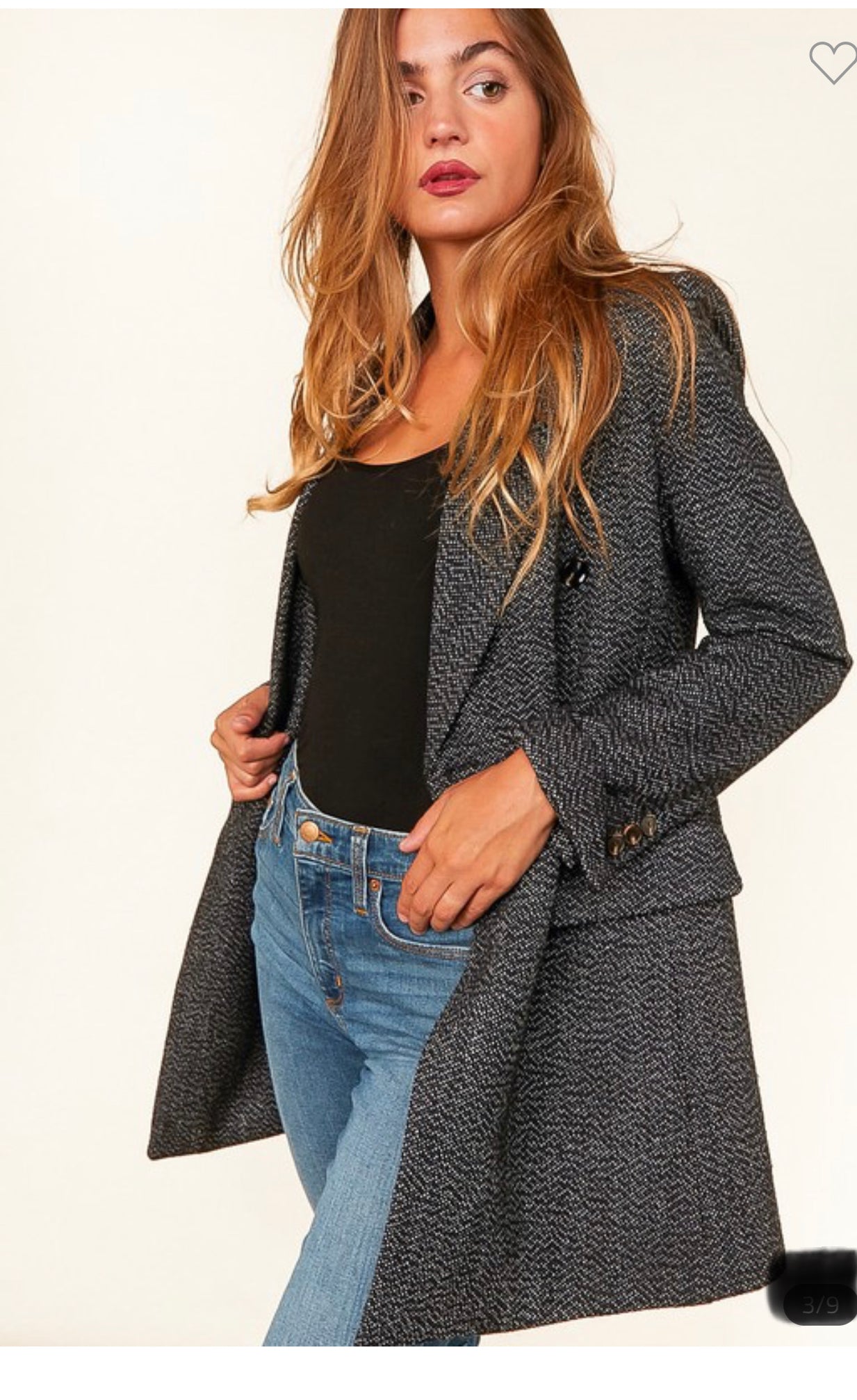 Woven Buttoned Blazer Jacket