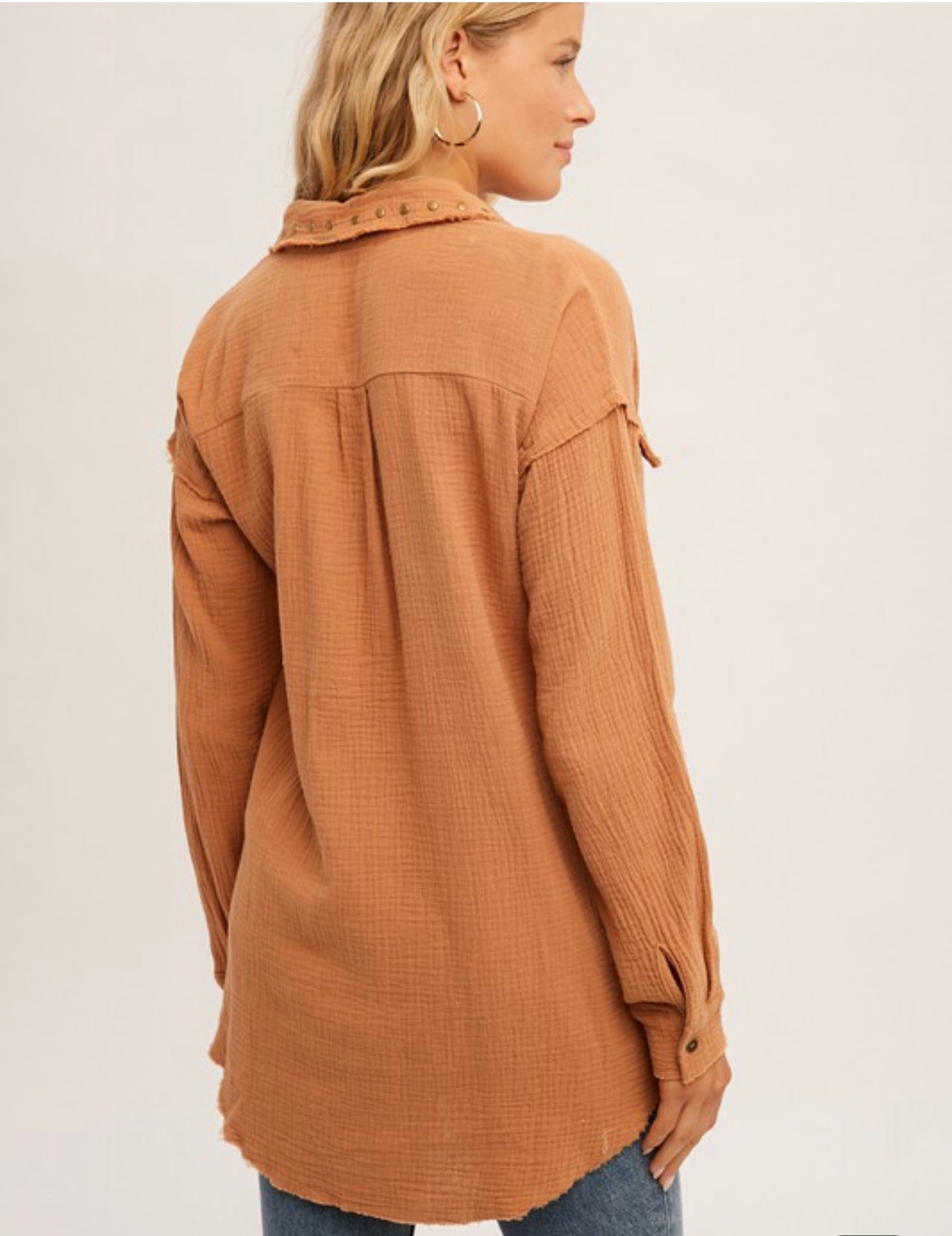 Stud Detail Cotton Gauze Tunic