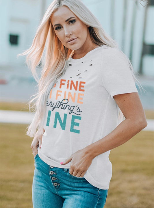 Everything is Fine Graphic Distressed Tee