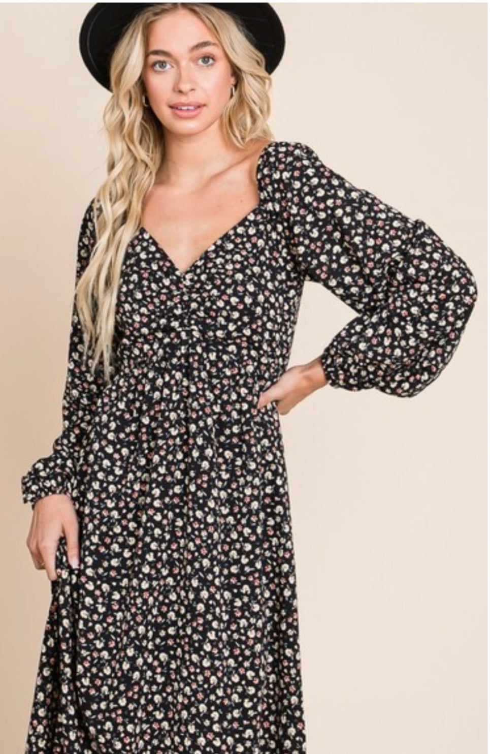 Curvy floral long midi dreas