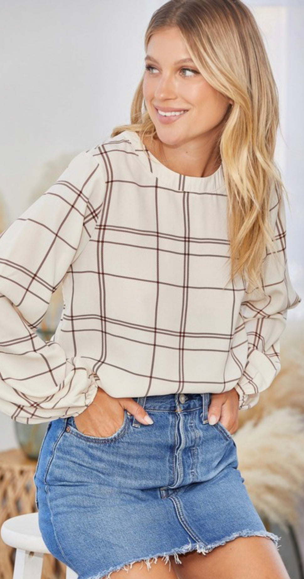 Curvy Plaid printed blouse