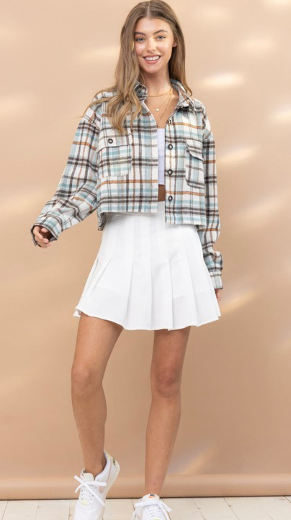 Plaid Crop Shirt Jacket