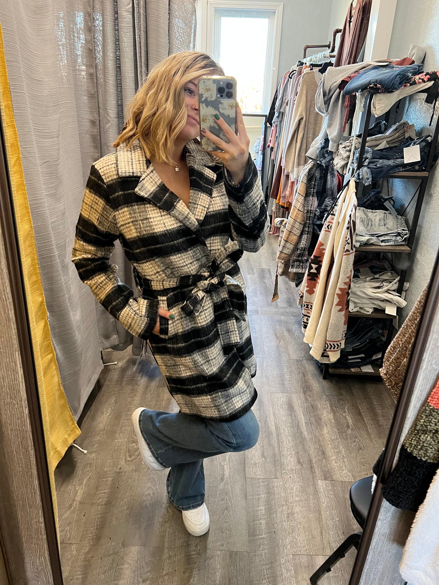 Just my type plaid print coat