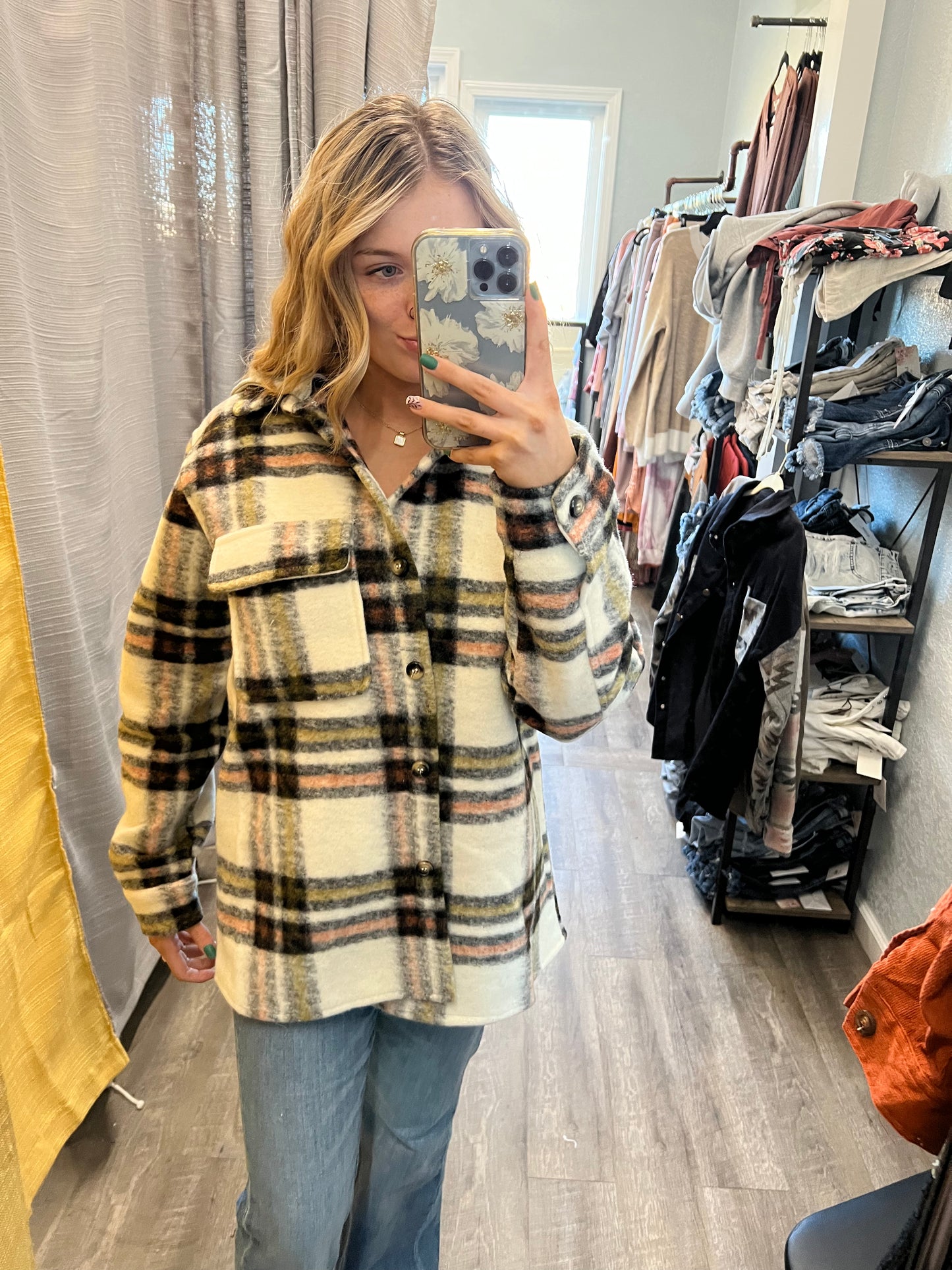 PLAID HOODIE SHIRT JACKET