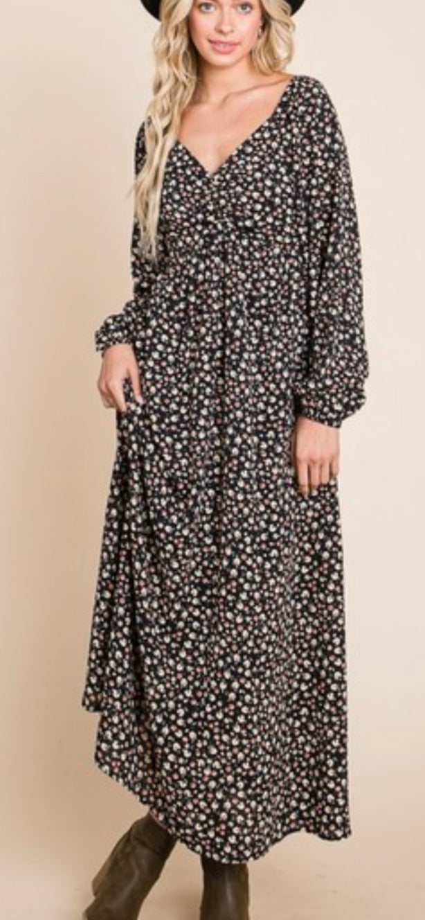 Curvy floral long midi dreas