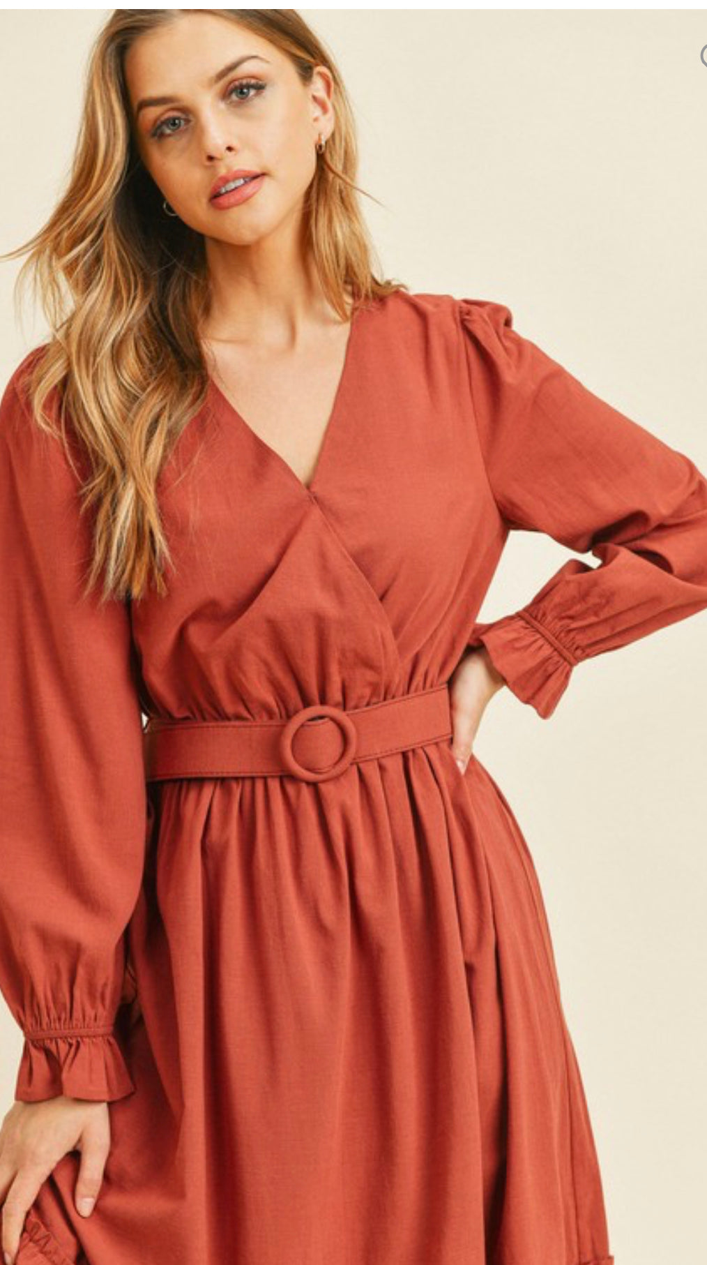 Long Sleeve Belt Dress