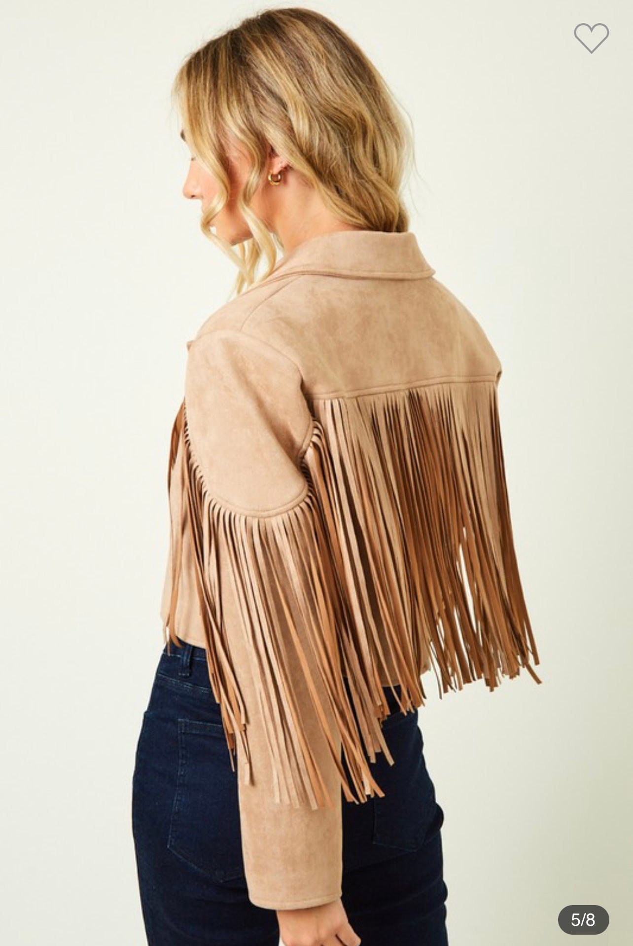 Suede Moto Jacket with Fringe Back Detail