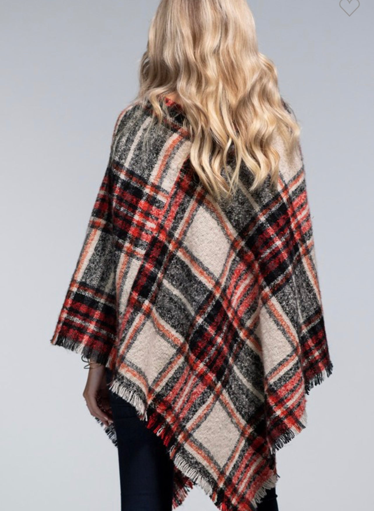 Multi Color Plaid Poncho