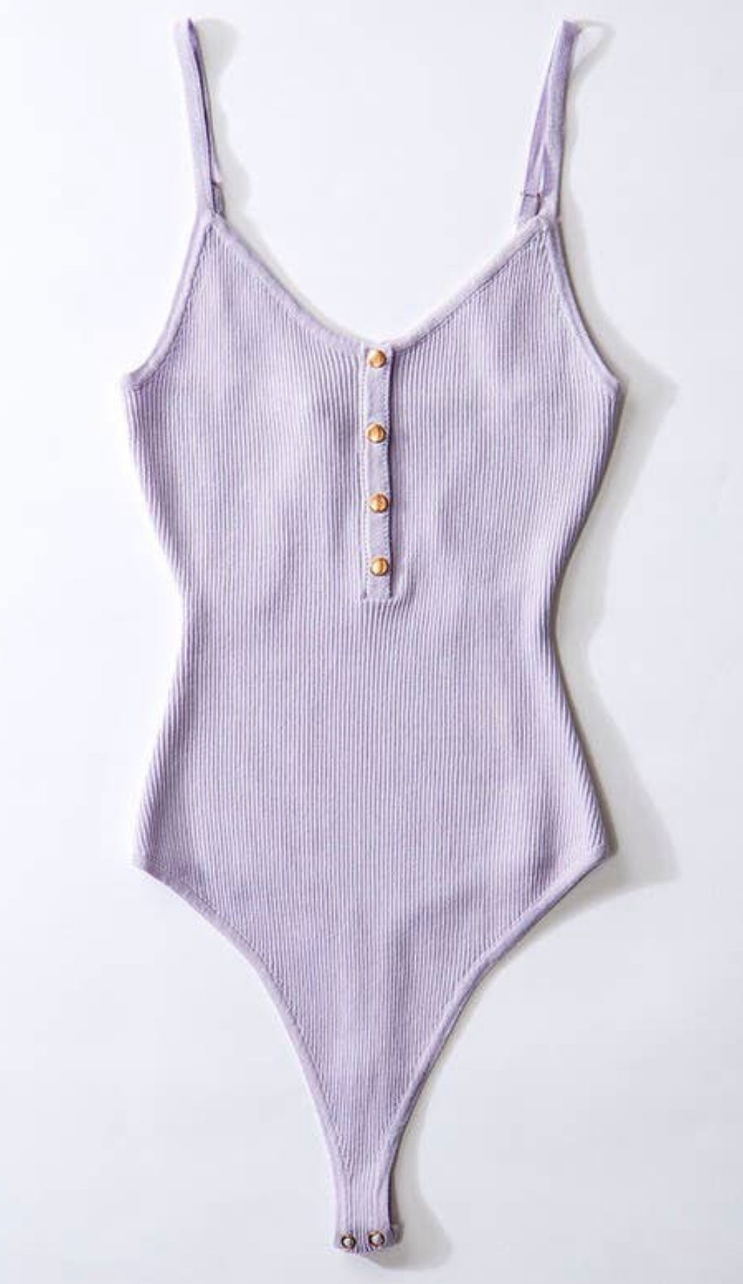 Cami Ribbed Bodysuit With Metal Button Detail