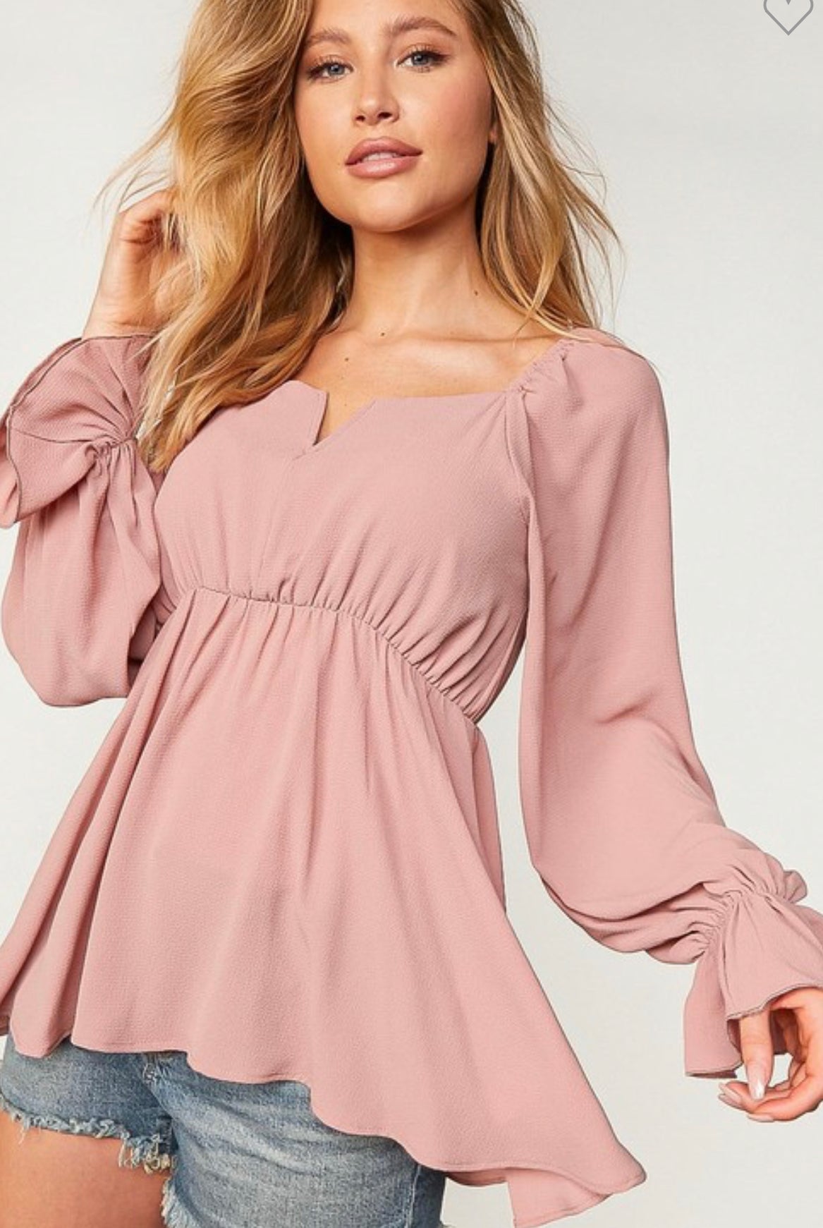 V Wire Elastic Sholder Baby Doll Top