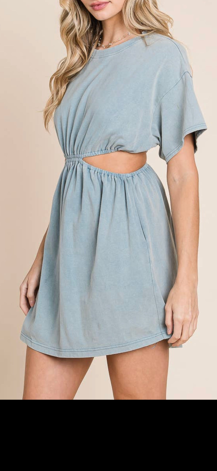 Washed T-shirt Dress With Cutouts