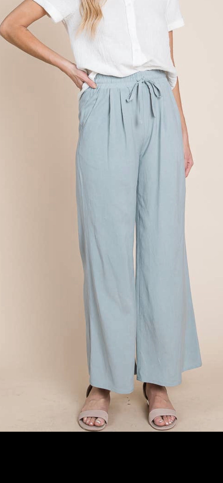 Soft Lightweight Linen-like Wide-leg Pants