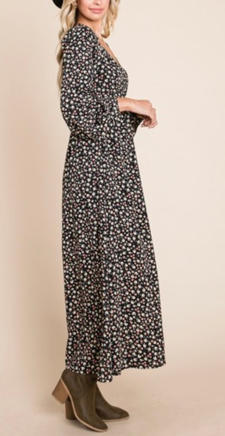 Curvy floral long midi dreas