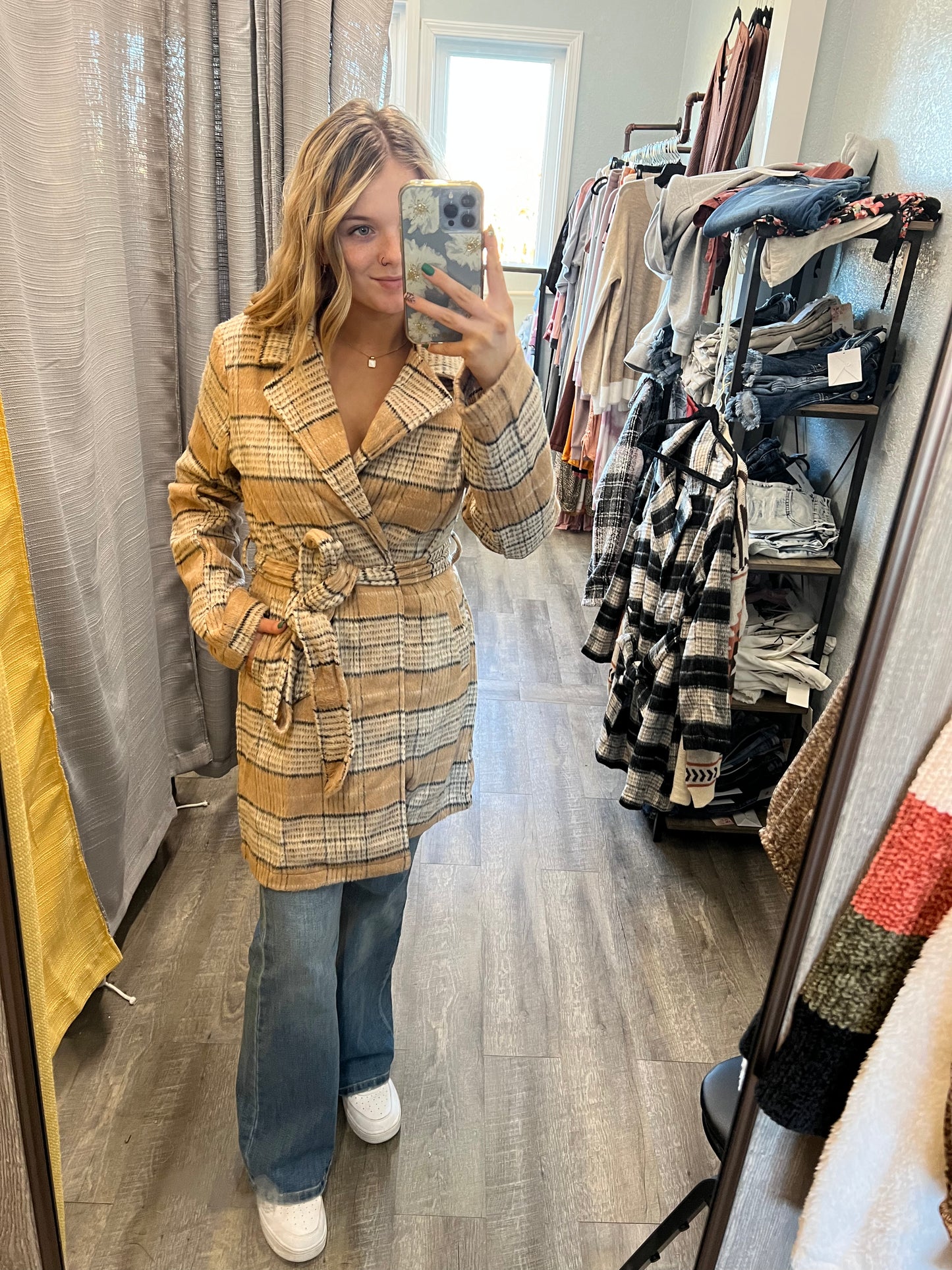 Just my type plaid print coat