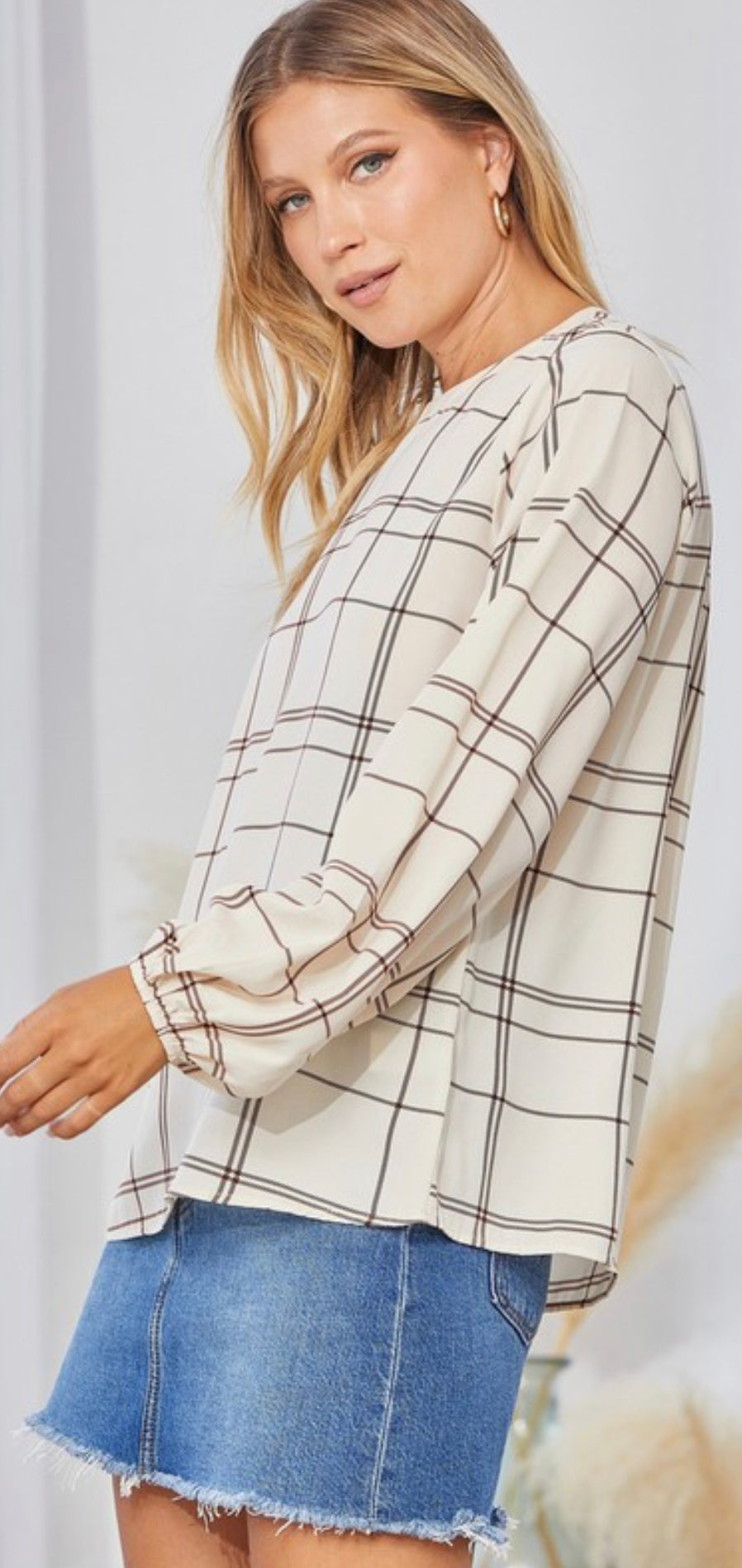 Curvy Plaid printed blouse