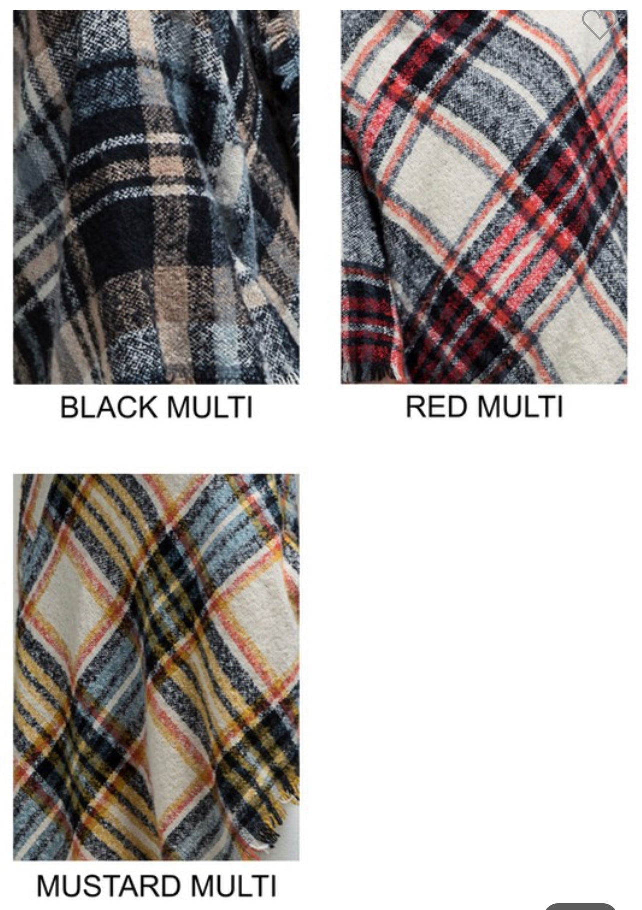 Multi Color Plaid Poncho