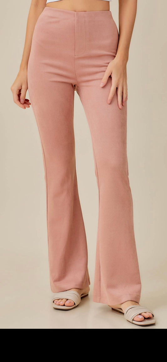 ELASTIC HIGH WAIST SUEDE PANTS