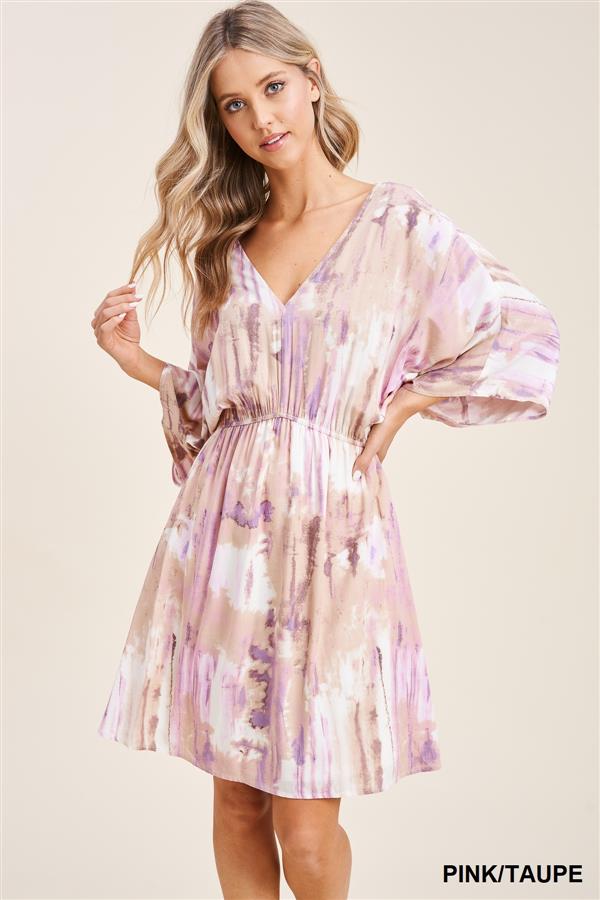 Kimono Sleeve Tie Dye Dress