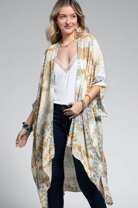 Kimono Tie-Dye Geometric Motif