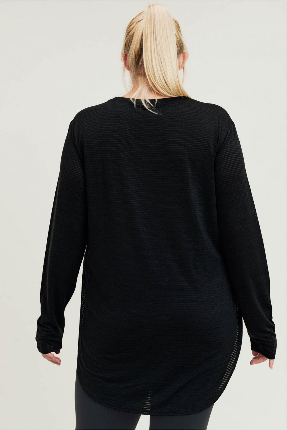 Curvy Mesh Long Sleeve Top