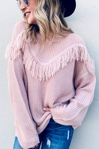 Pink Fringe Sweater