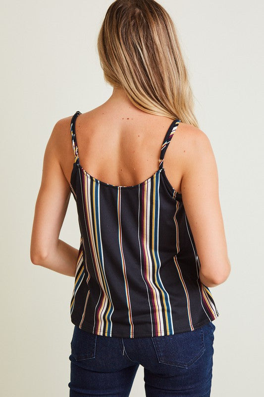 Striped Knit tank with Buttons