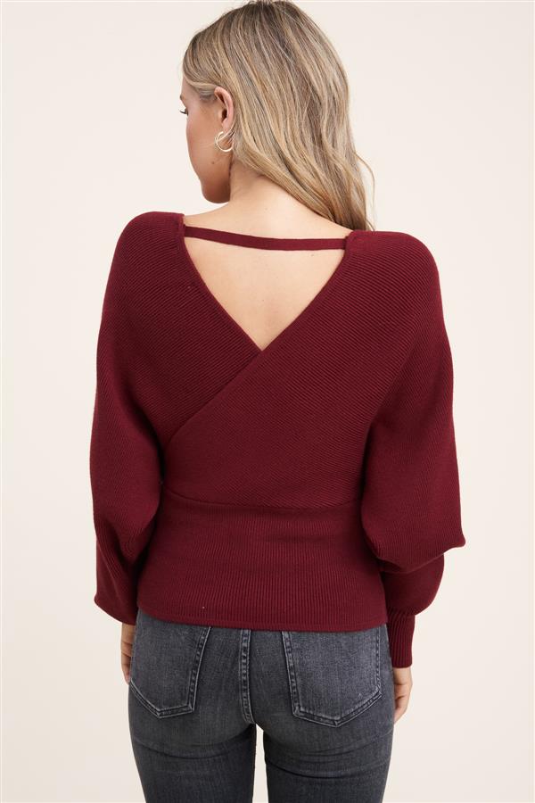 Double V Neck Dolman Pullover