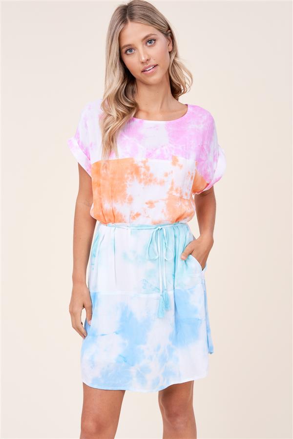 Tie Dye Color Block Dress